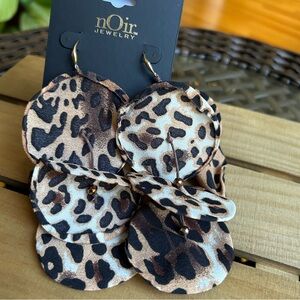 Noir Jewelry Fashion Earrings Leopard Print Brown New